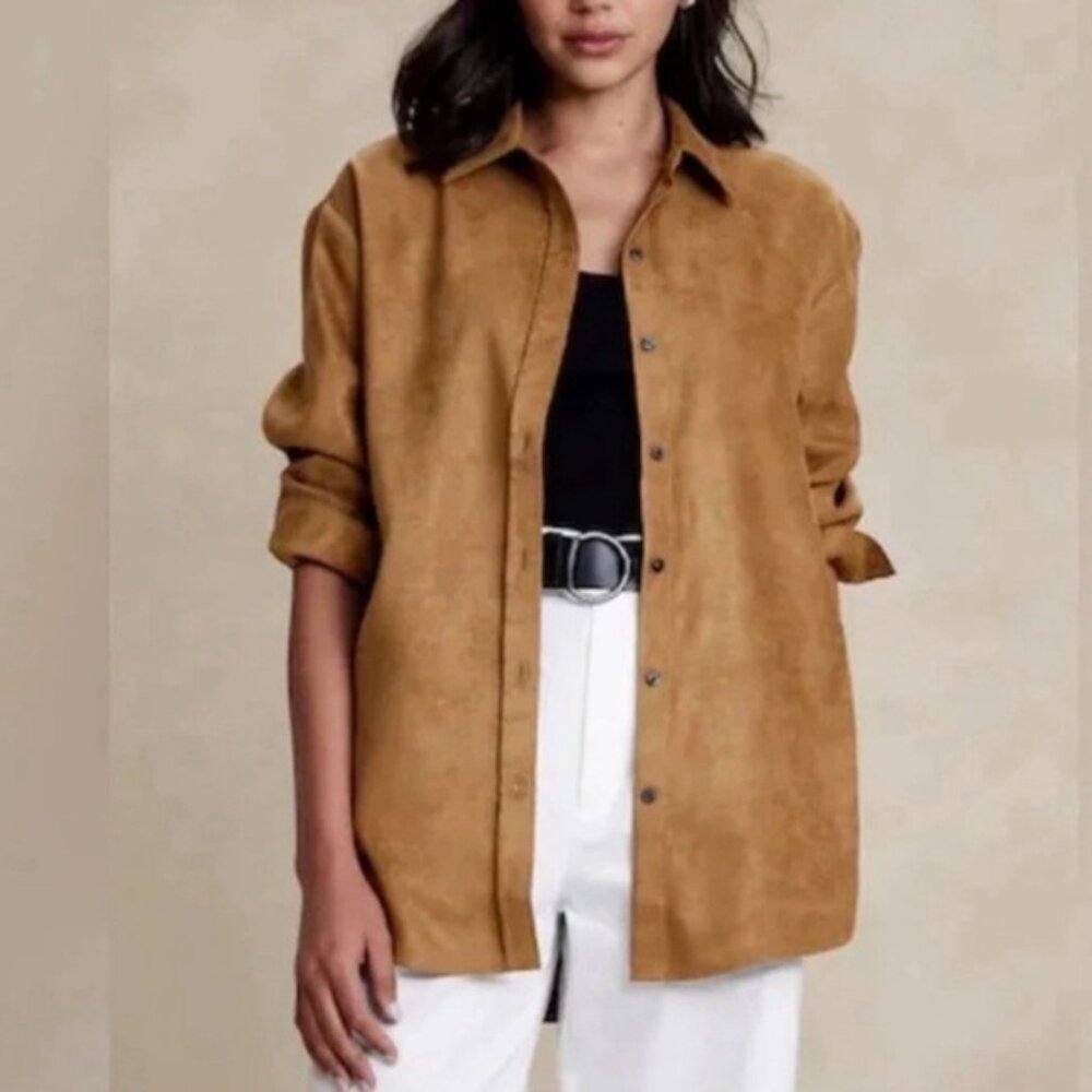$90, BANANA REPUBLIC Oversize Vegan Suede Top - XS